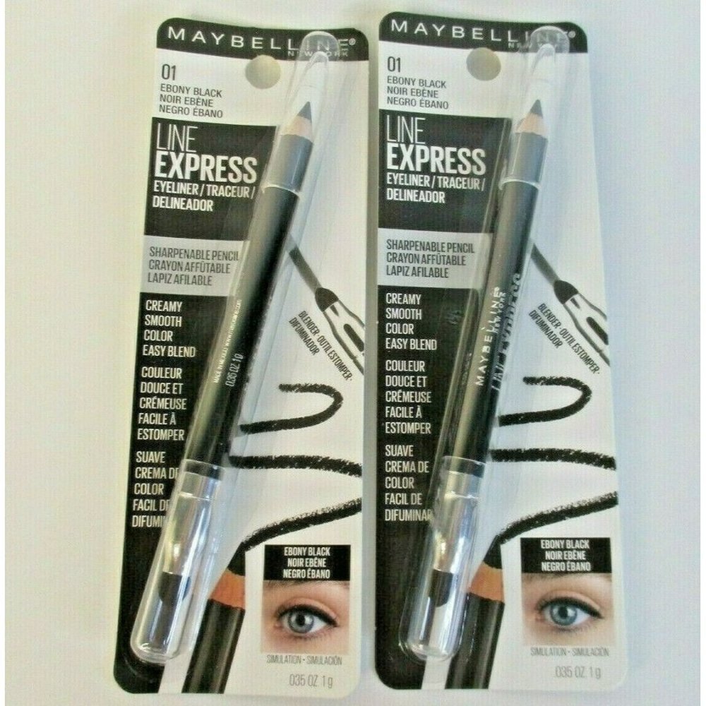 2 Maybelline Line Express Eyeliner pencil in Ebony Black
